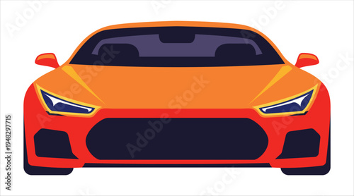 A vibrant orange sports car illustration on a white background Vector