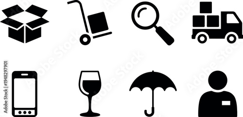 Set of various everyday life and business icons on white background