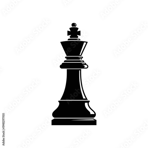 Isolated Black Chess King Piece on White Background.