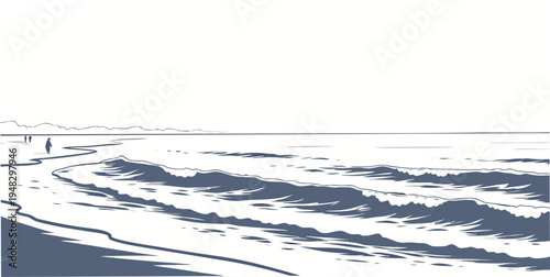 a blue wave crashing on the shore Vector