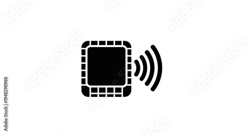 Microchip with Wireless Signal Icon for Electronic Device Connectivity.