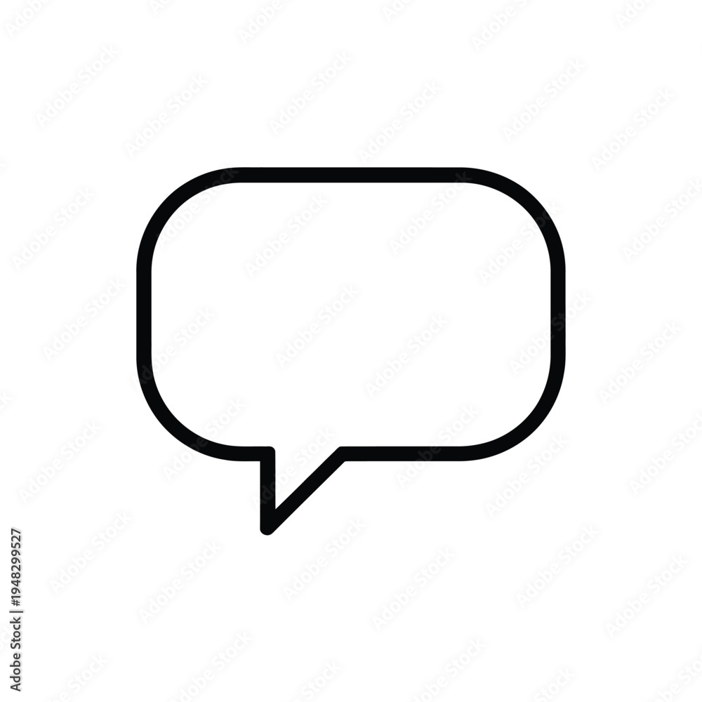 Fototapeta premium Simple black outline of a speech bubble isolated on a white background