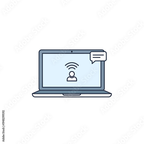 Concept of seamless digital communication and remote collaboration displayed on a laptop screen, ideal for virtual meetings and online learning environments