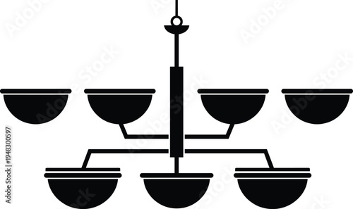 Chandelier ceiling light silhouette vector icon modern hanging lamp lighting fixture decorative interior home lighting design symbol