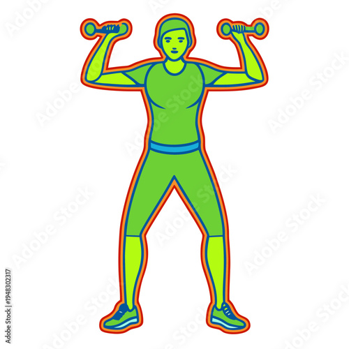 Woman Lifting Dumbbells Fitness Exercise Vector Illustration Strength Training Workout Gym Equipment Active Lifestyle Health