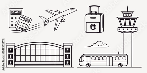 various modes of transportation and travel infrastructure Vector