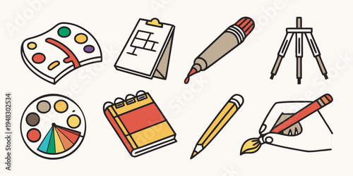 a collection of art and drawing tools Vector