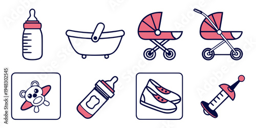 Baby care and nursery icons Vector