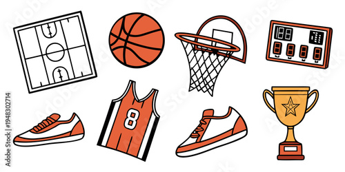 basketball equipment and accessories Vector