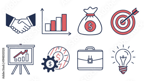 a collection of business and finance icons Vector