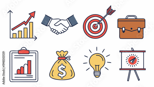 a collection of business and finance icons Vector