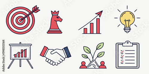 a collection of business strategy icons Vector