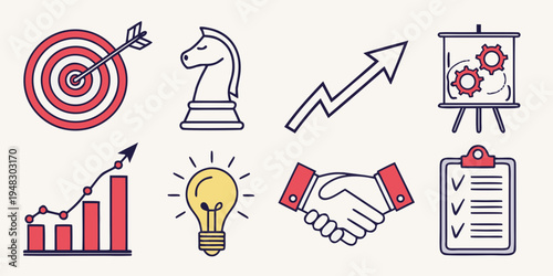 a collection of business strategy icons Vector