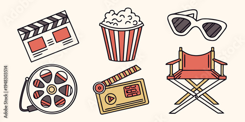 a collection of cinema and movie icons Vector
