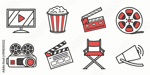 a collection of film making icons Vector