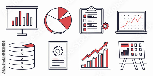a collection of business chart and graph icons Vector