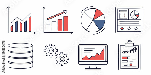 a collection of business and data analysis icons Vector