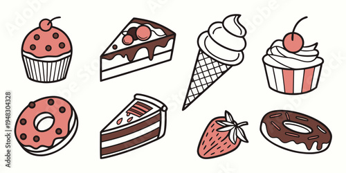 a collection of sweet treats and desserts Vector