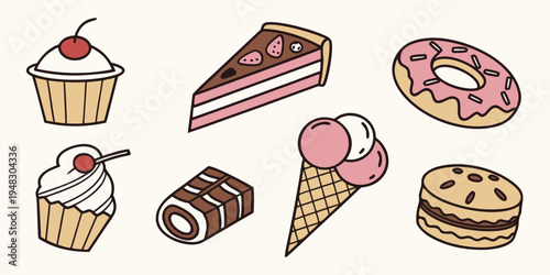 a collection of sweet treats and desserts Vector