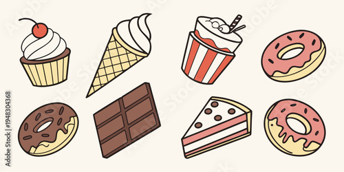 a collection of sweet treats and desserts Vector