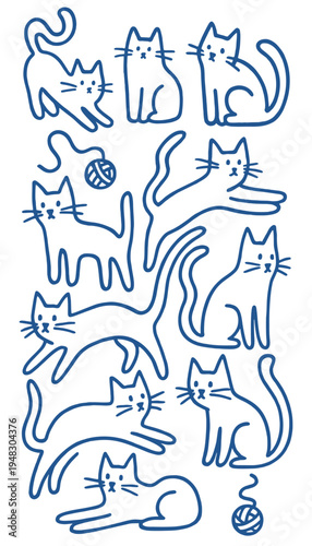 black and white cute cat cartoon illustration