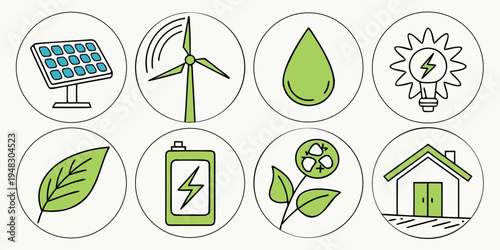 eco friendly icons with green and white colors Vector