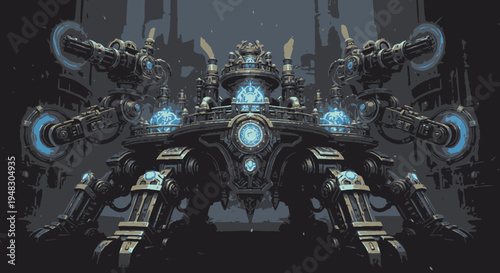 Futuristic Mechanical Construct - Advanced Robotic Engine Design