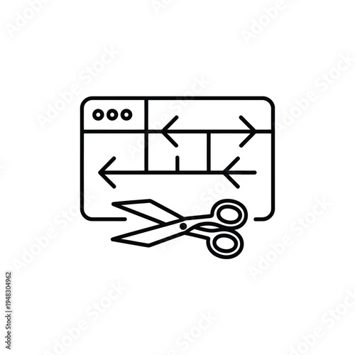 Line art illustration of scissors cutting a film reel strip