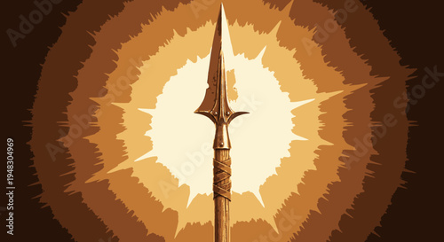 Golden Spear with Radiant Burst - Symbol of Power and Victory