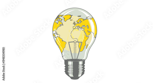 Global Innovation Concept: World Inside Lightbulb