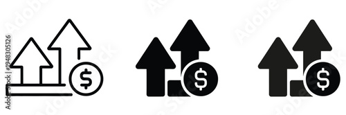 Dollar Rate Increase Inflation Icon Vector Illustration