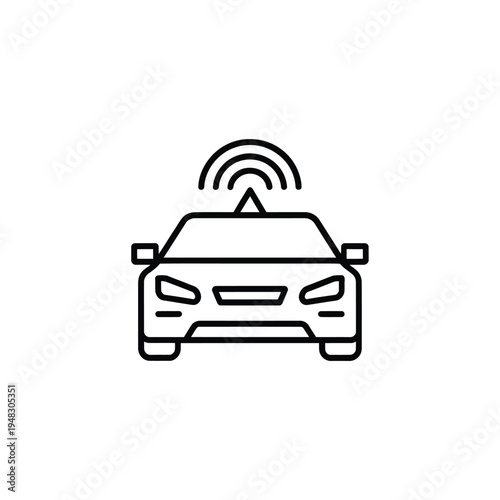 Line art illustration of a self driving car with sensor signals