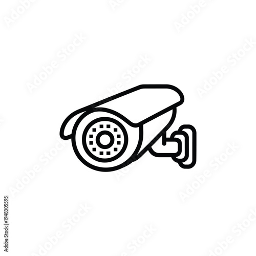 Simple line drawing of a security camera monitoring a designated area
