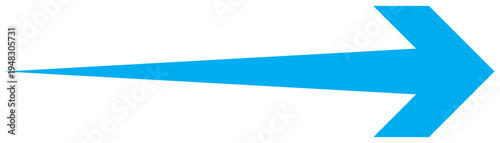 Blue long arrow pointing to the right. Straight long arrow icon, right thin line, blue cursor, horizontal element, thick pointer vector long arrow icon set EPS10