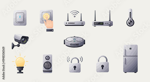 Smart home devices include switches, routers, security cameras, and appliances