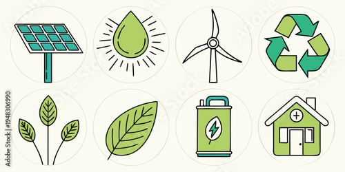 eco friendly icons for sustainable living Vector
