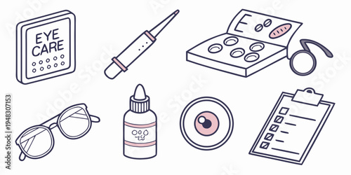 eye care and medical equipment collection Vector