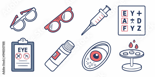 eye care and vision correction tools and accessories Vector
