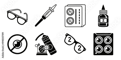 a collection of vision care and correction items Vector