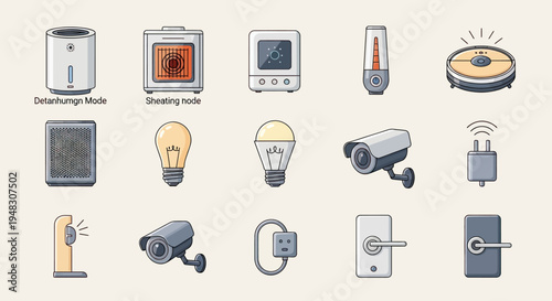 Assortment of modern home appliances and security devices