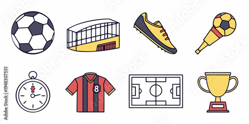 a collection of soccer icons and symbols Vector