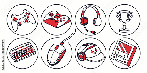 a collection of gaming peripherals and accessories Vector