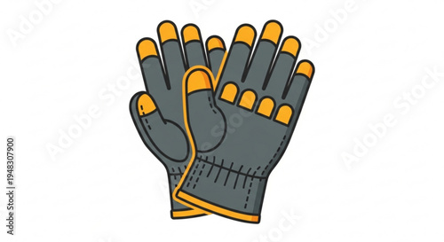Gray and yellow protective gloves with orange accents for safety and work
