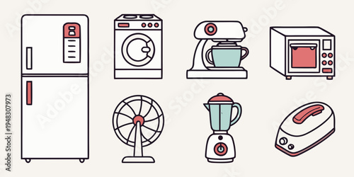 a collection of kitchen and household appliances Vector