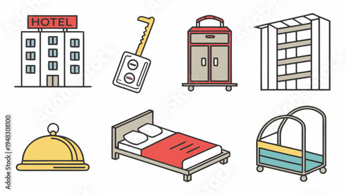 a collection of hotel and restaurant icons Vector