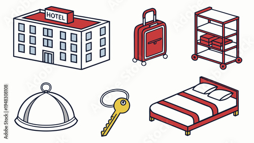 hotel and travel related objects Vector
