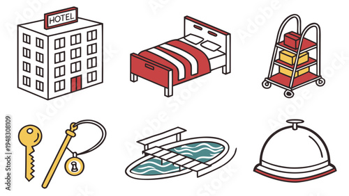a collection of hotel and restaurant icons Vector
