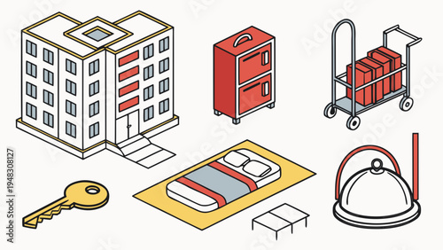 construction site with building and tools Vector