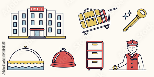 hotel and restaurant services icons Vector