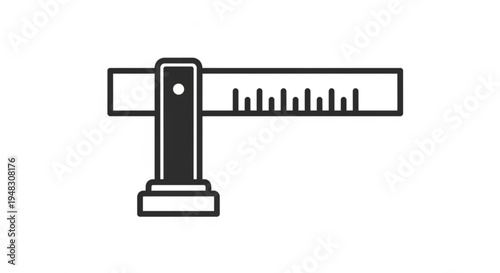 Black and white illustration of a t square ruler on a flat surface for drawing and measurement